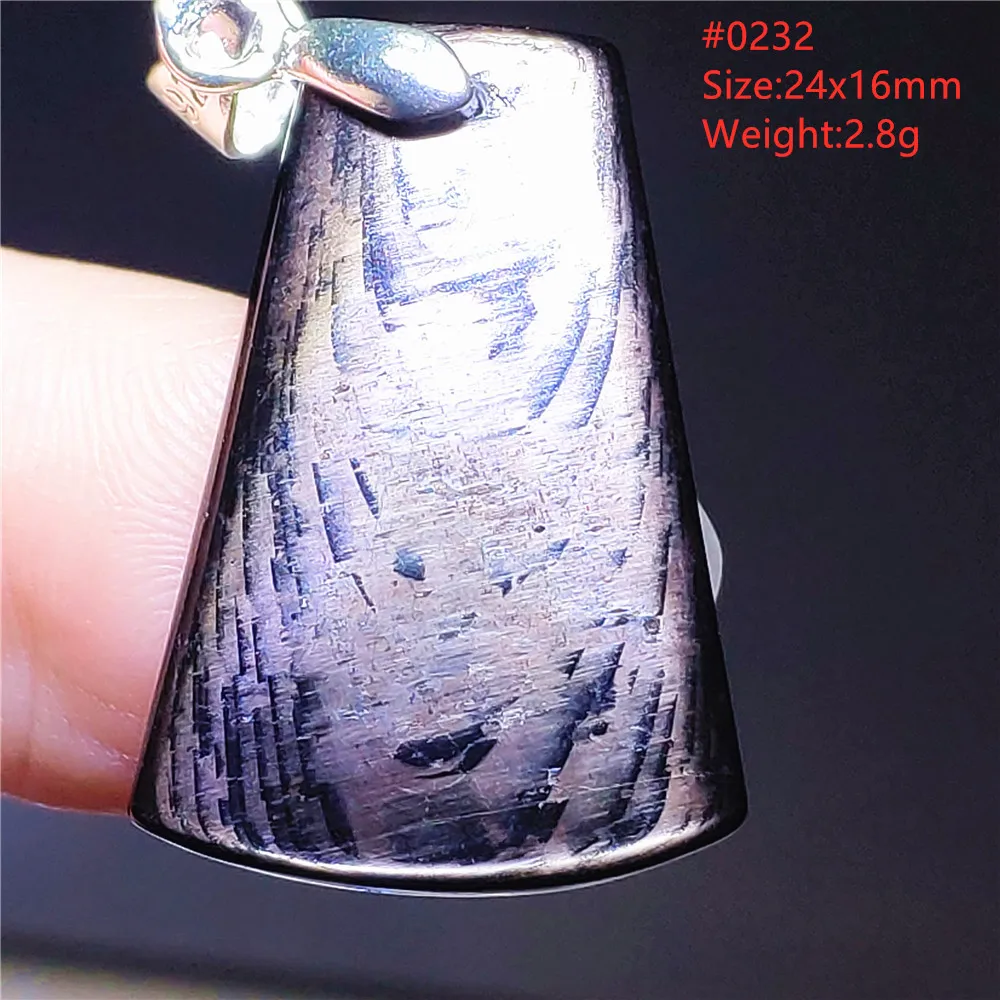 Natural Black Hypersthene Flash Pendant Necklace