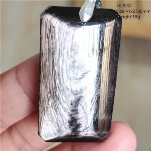Natural Black Hypersthene Flash Pendant Necklace - Image 28
