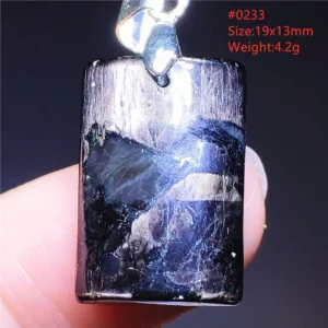 Natural Black Hypersthene Flash Pendant Necklace - Image 11