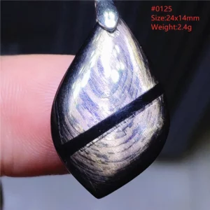 Natural Black Hypersthene Flash Pendant Necklace - Image 3