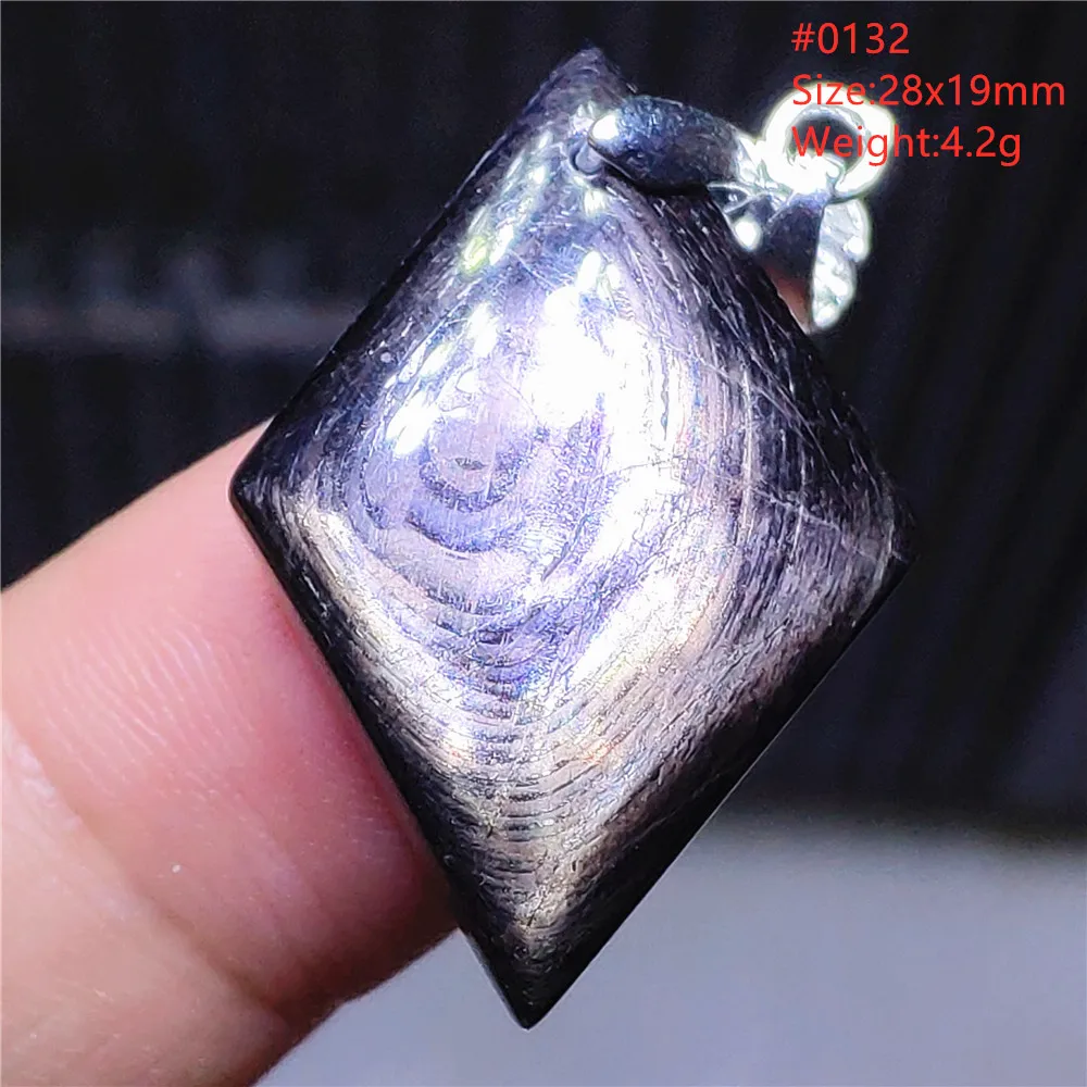 Natural Black Hypersthene Flash Pendant Necklace