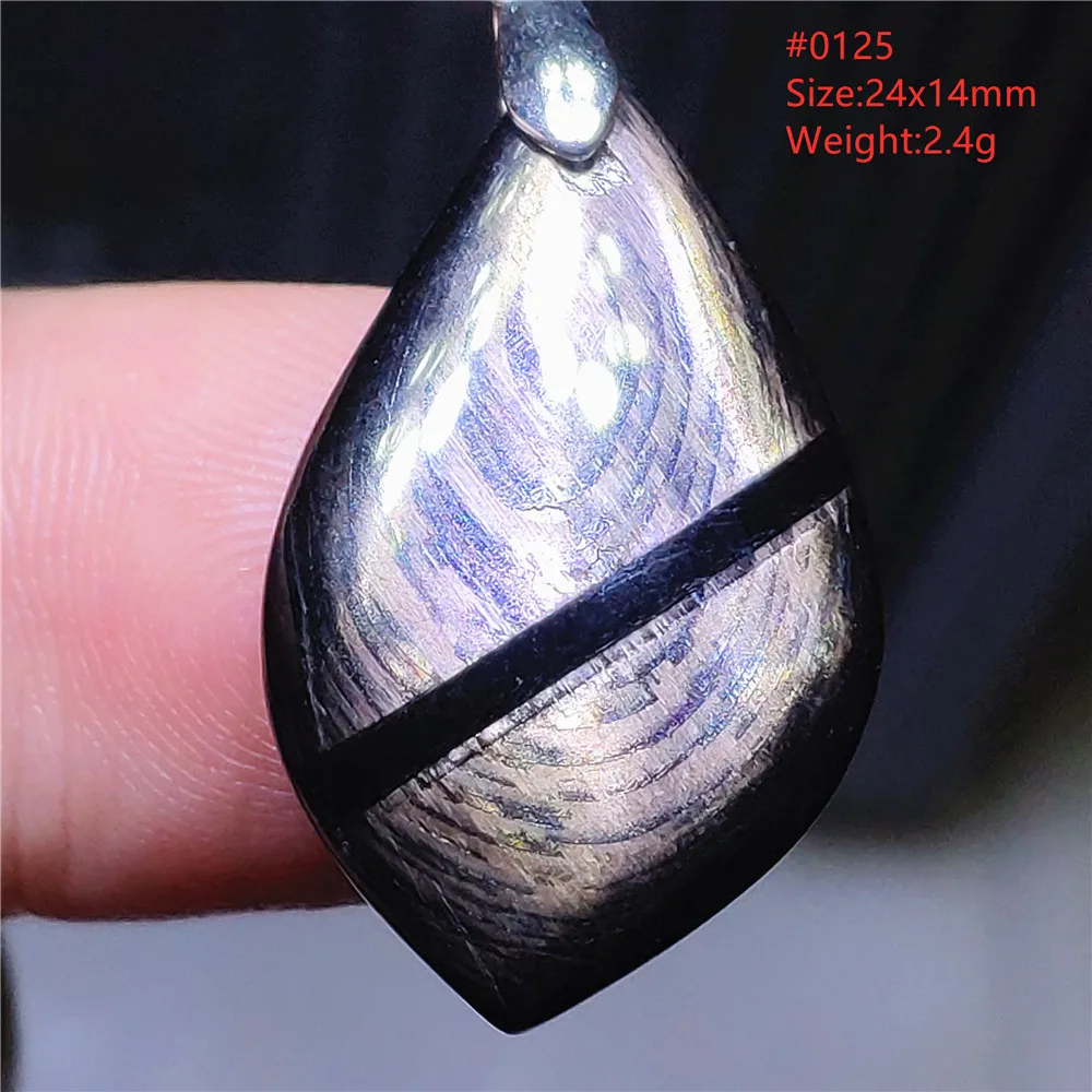 Natural Black Hypersthene Flash Pendant Necklace