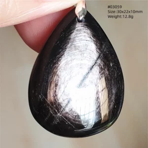 Natural Black Hypersthene Flash Pendant Necklace - Image 46