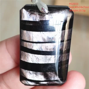 Natural Black Hypersthene Flash Pendant Necklace - Image 27