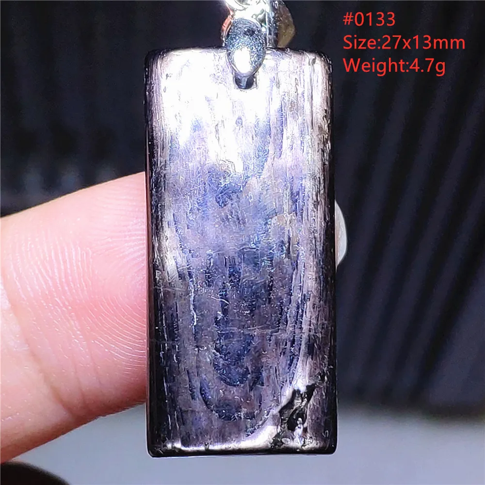 Natural Black Hypersthene Flash Pendant Necklace