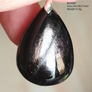 Natural Black Hypersthene Flash Pendant Necklace - Image 45