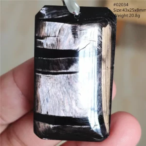 Natural Black Hypersthene Flash Pendant Necklace - Image 26