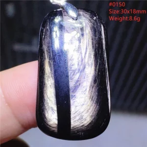 Natural Black Hypersthene Flash Pendant Necklace - Image 69