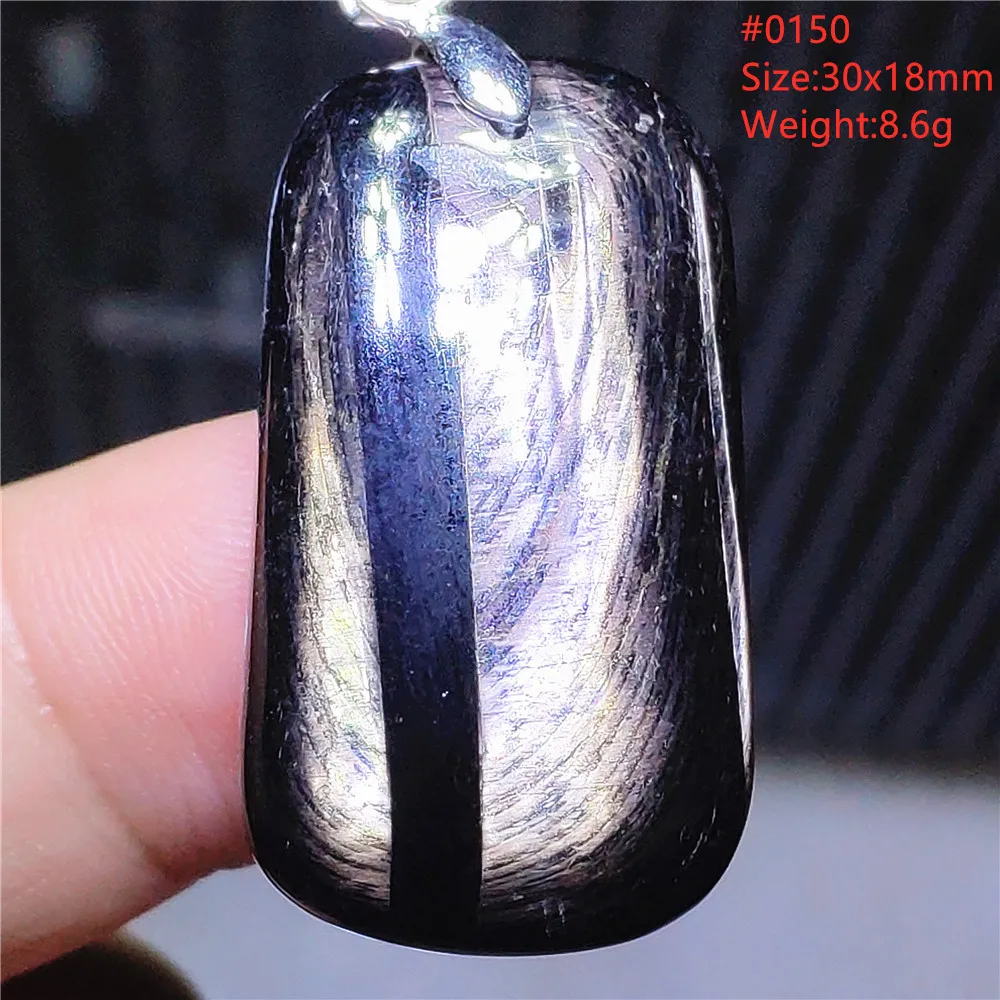 Natural Black Hypersthene Flash Pendant Necklace