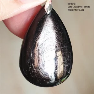Natural Black Hypersthene Flash Pendant Necklace - Image 44