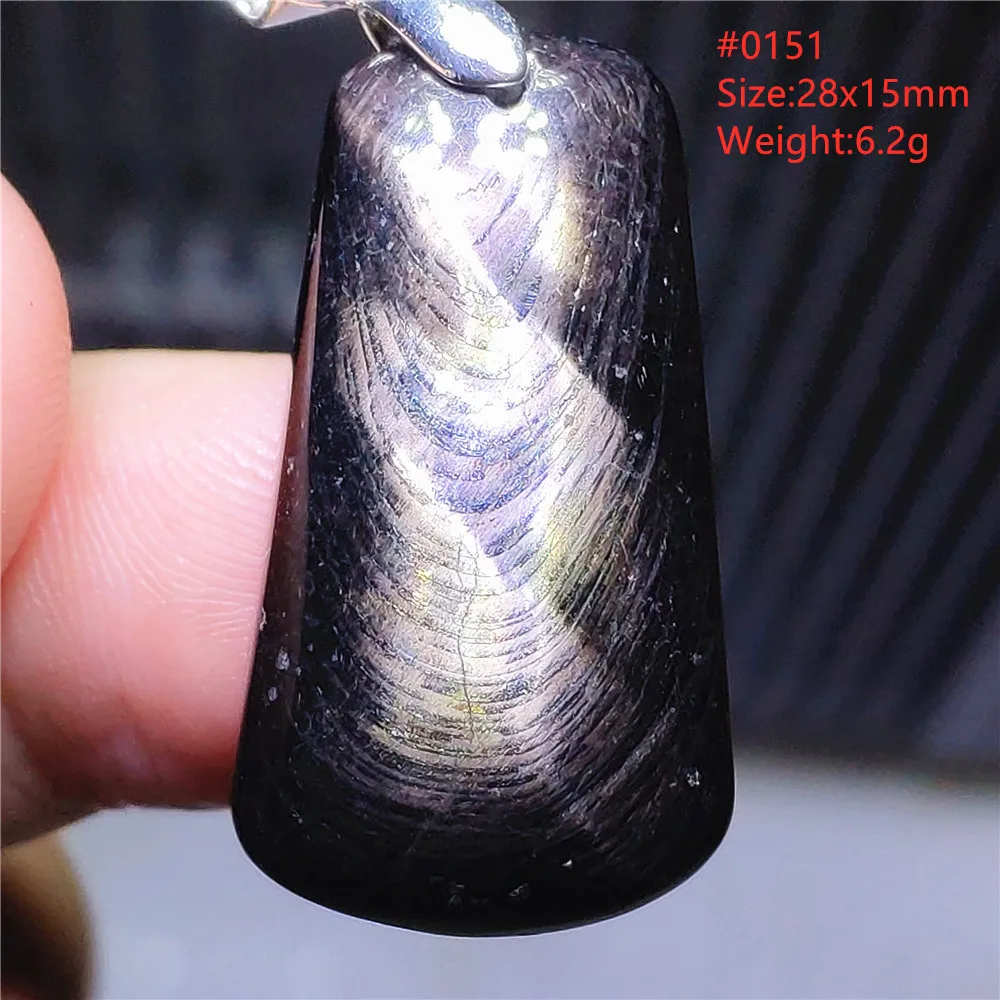 Natural Black Hypersthene Flash Pendant Necklace