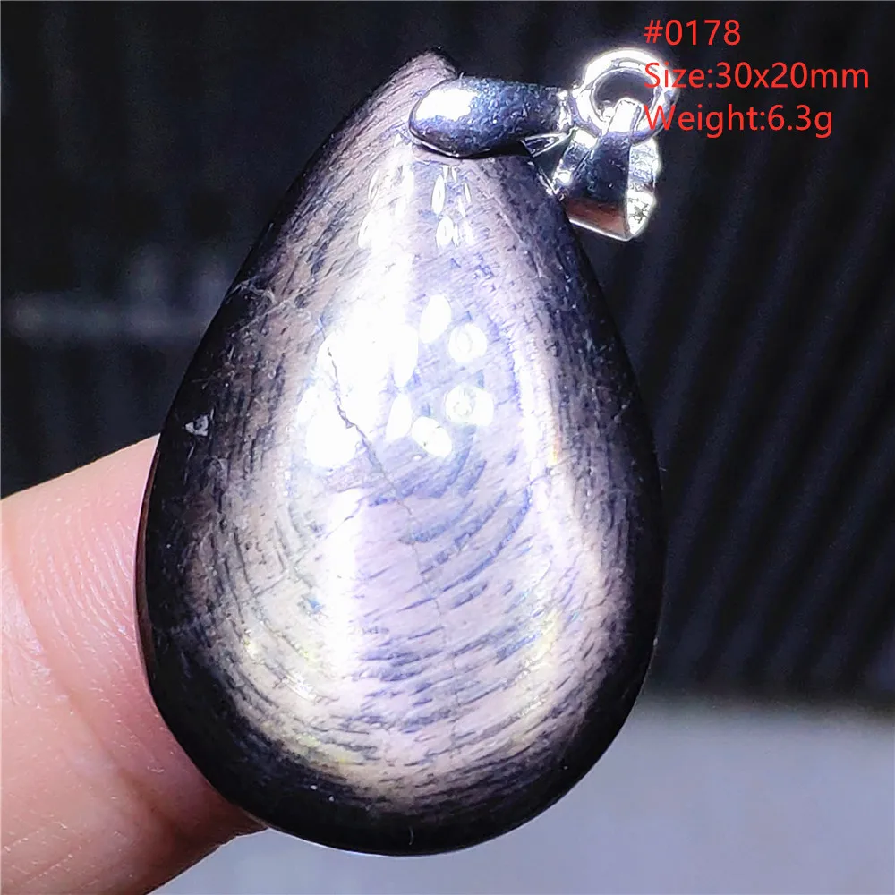 Natural Black Hypersthene Flash Pendant Necklace