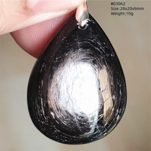 Natural Black Hypersthene Flash Pendant Necklace - Image 53