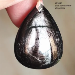 Natural Black Hypersthene Flash Pendant Necklace - Image 25