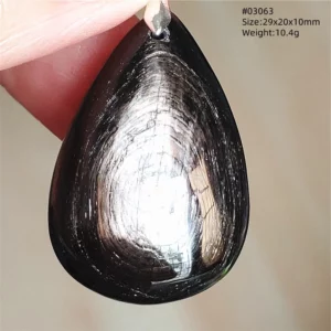 Natural Black Hypersthene Flash Pendant Necklace - Image 51