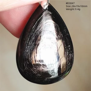 Natural Black Hypersthene Flash Pendant Necklace - Image 23