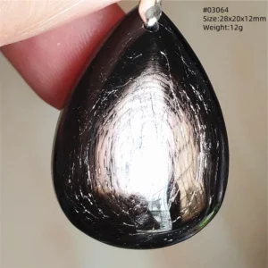 Natural Black Hypersthene Flash Pendant Necklace - Image 50