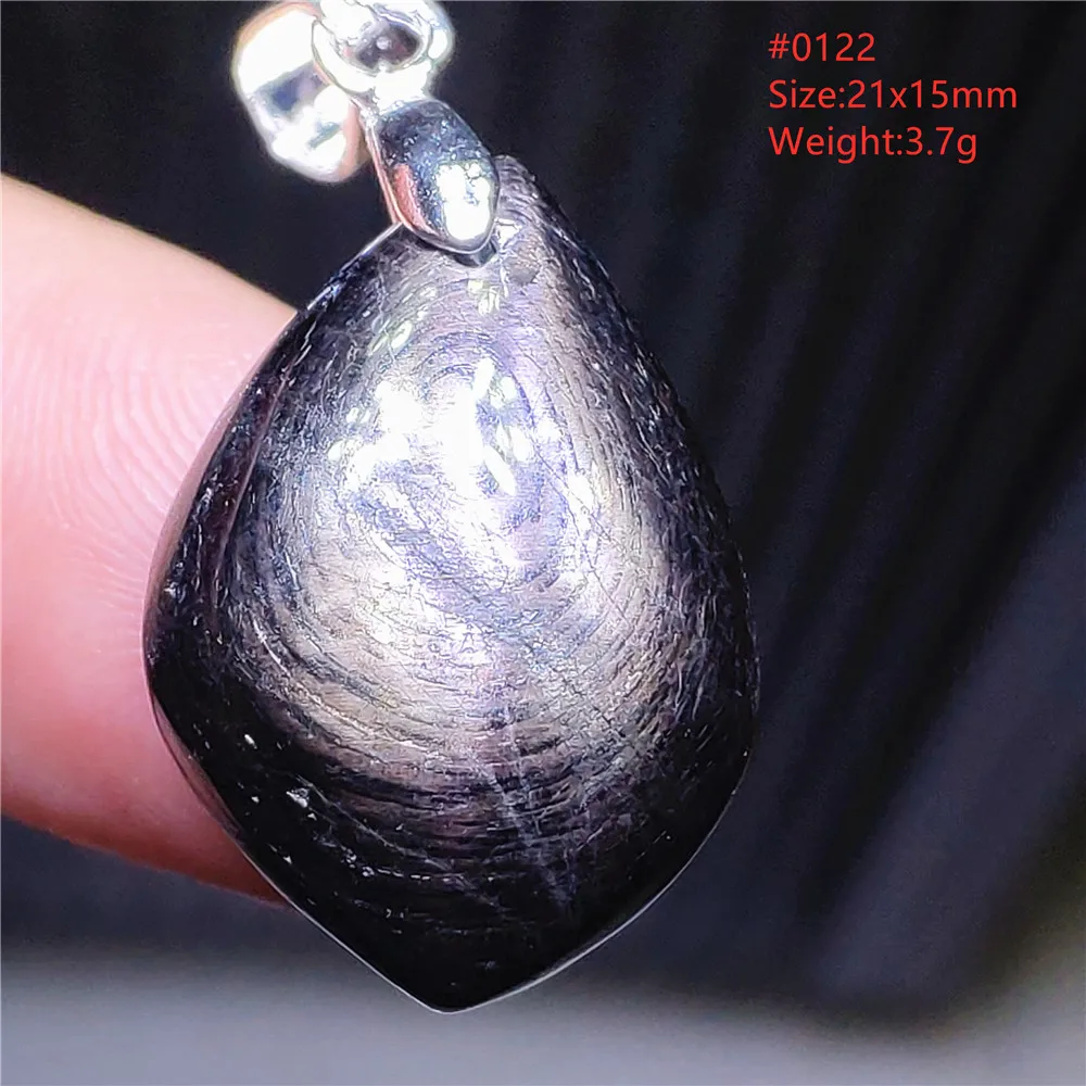 Natural Black Hypersthene Flash Pendant Necklace