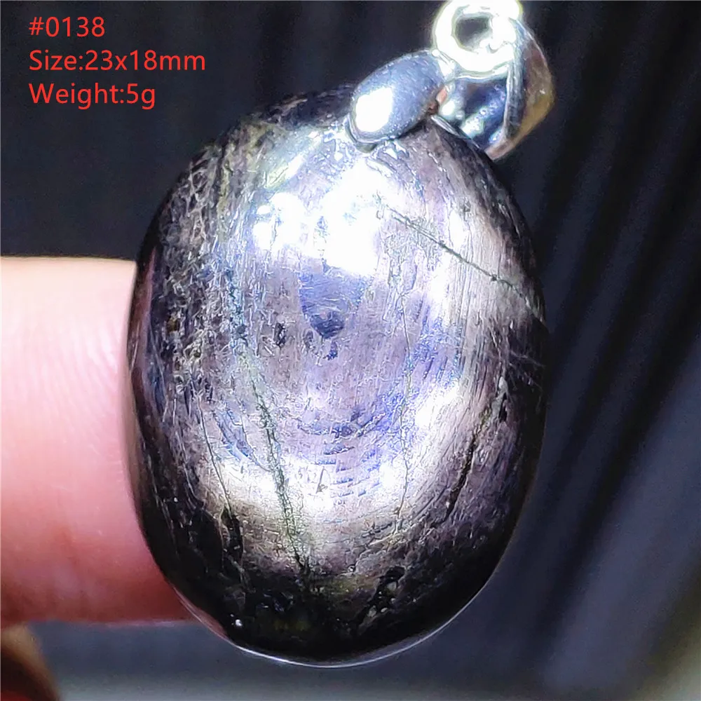 Natural Black Hypersthene Flash Pendant Necklace
