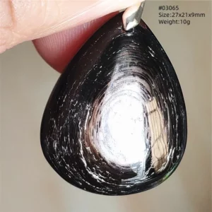 Natural Black Hypersthene Flash Pendant Necklace - Image 48