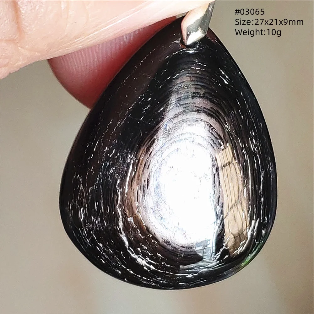 Natural Black Hypersthene Flash Pendant Necklace