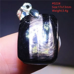 Natural Black Hypersthene Flash Pendant Necklace - Image 17