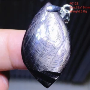 Natural Black Hypersthene Flash Pendant Necklace - Image 12