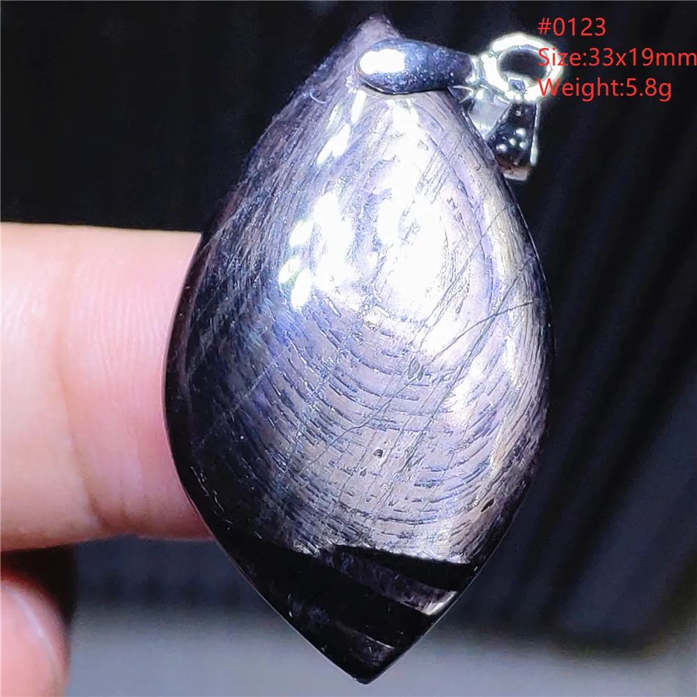Natural Black Hypersthene Flash Pendant Necklace