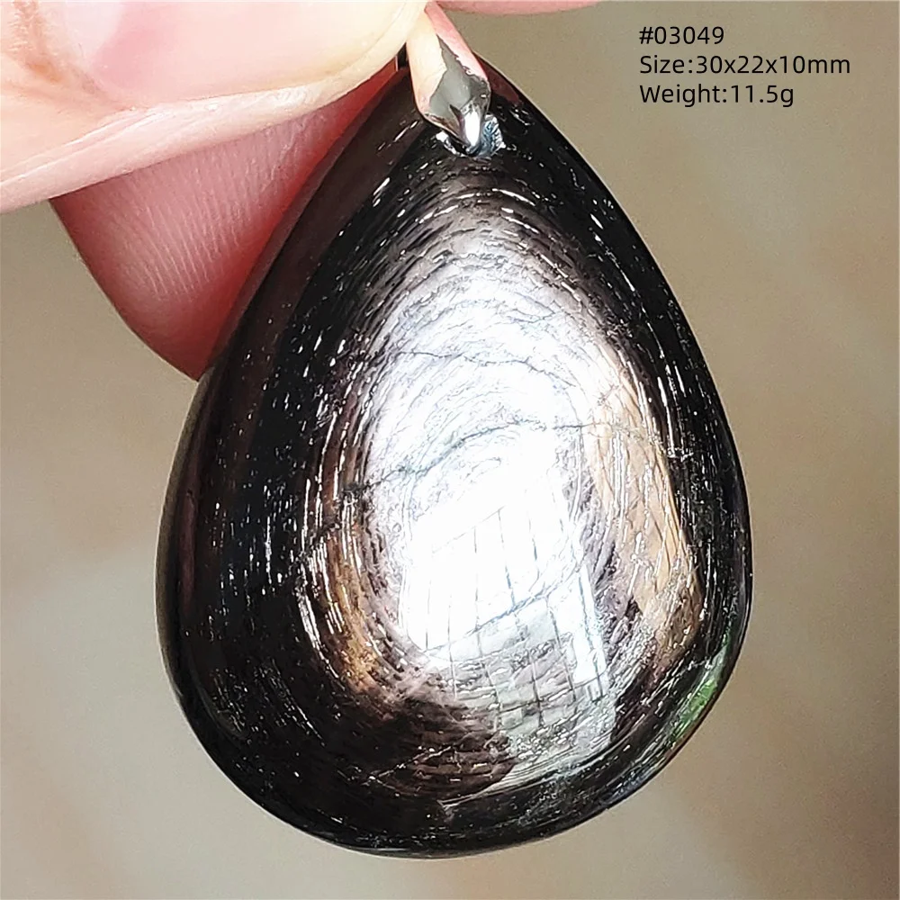 Natural Black Hypersthene Flash Pendant Necklace