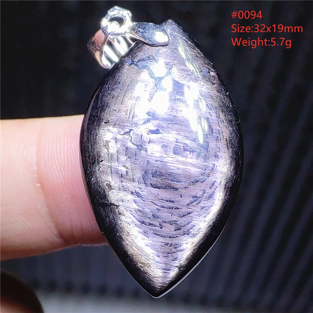 Natural Black Hypersthene Flash Pendant Necklace