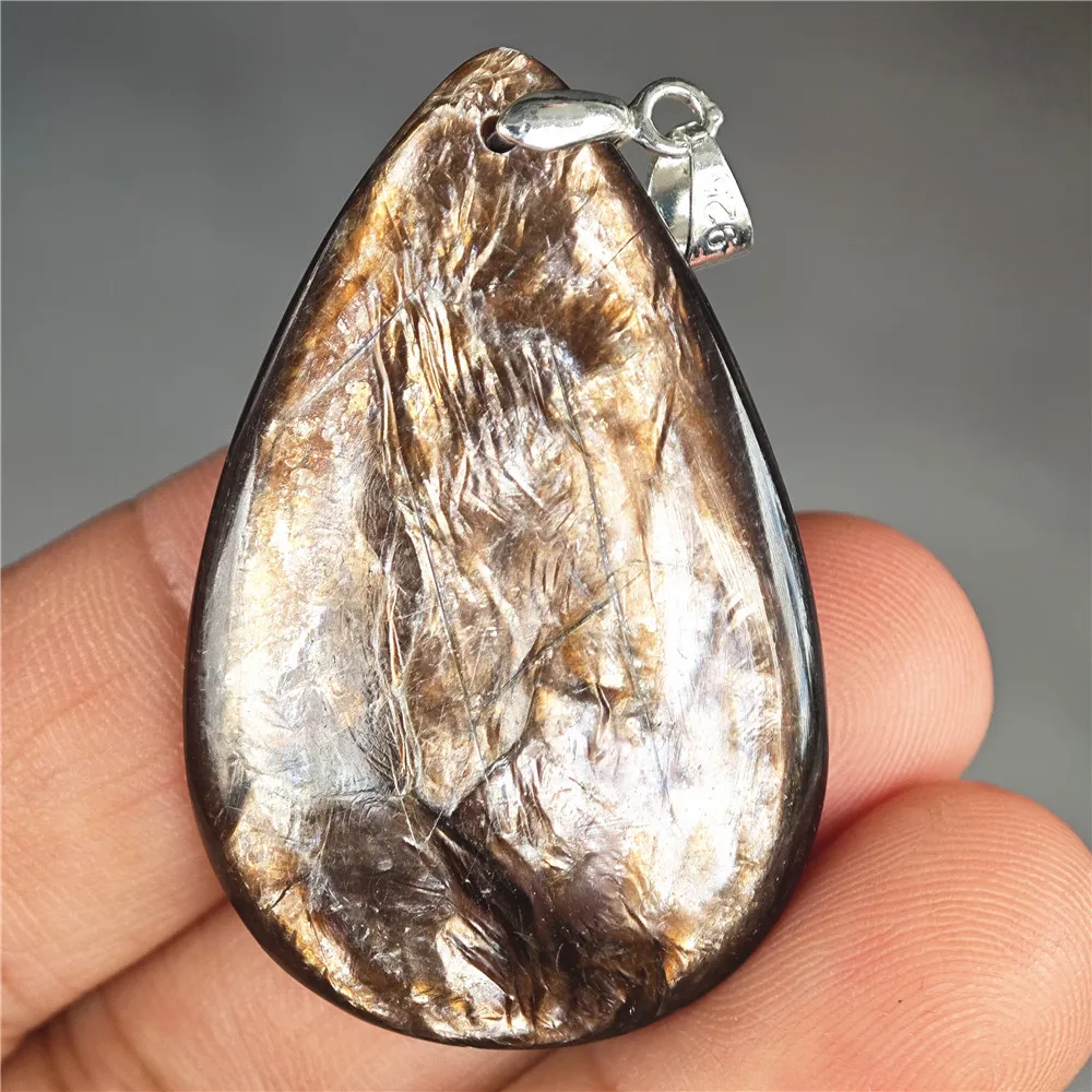 Rare Black Lepidolite & Kunzite Star Flash Pendant Necklace