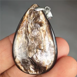 Rare Black Lepidolite & Kunzite Star Flash Pendant Necklace - Image 3