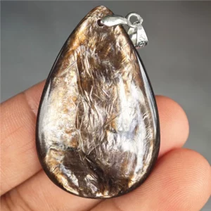 Rare Black Lepidolite & Kunzite Star Flash Pendant Necklace - Image 4