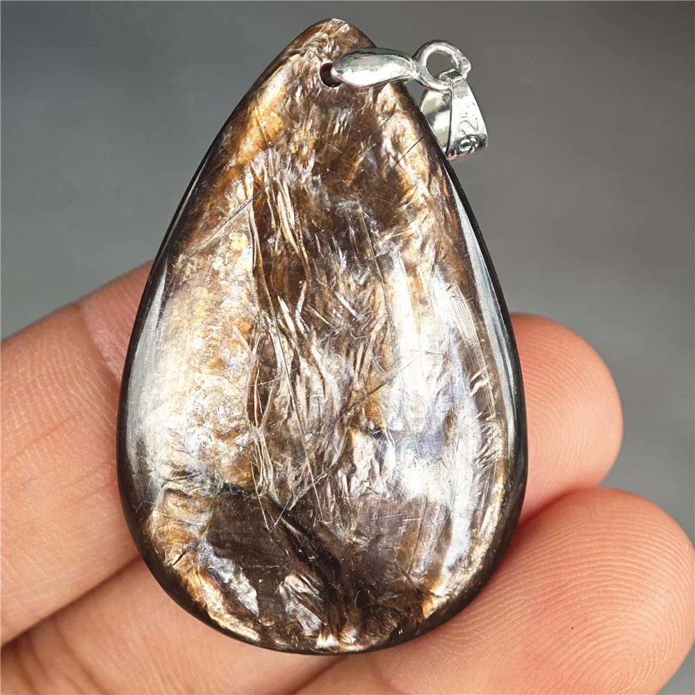 Rare Black Lepidolite & Kunzite Star Flash Pendant Necklace