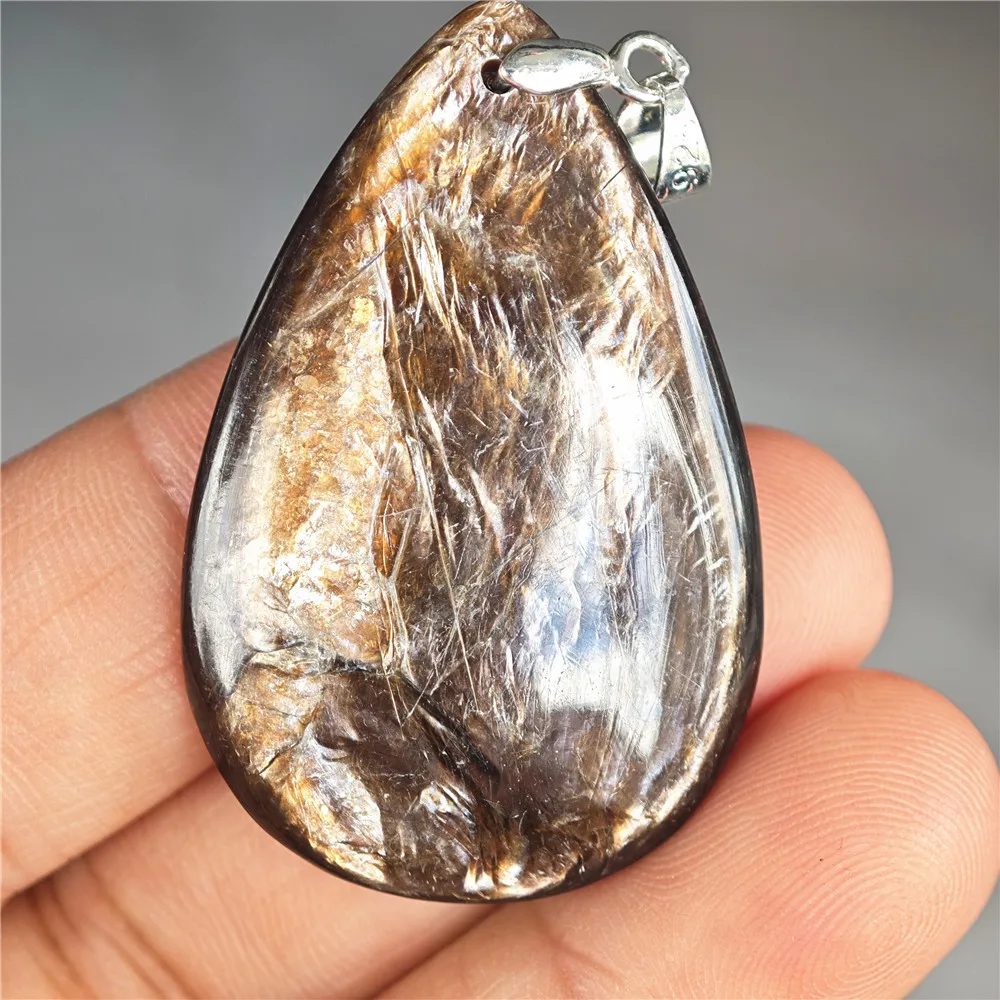 Rare Black Lepidolite & Kunzite Star Flash Pendant Necklace