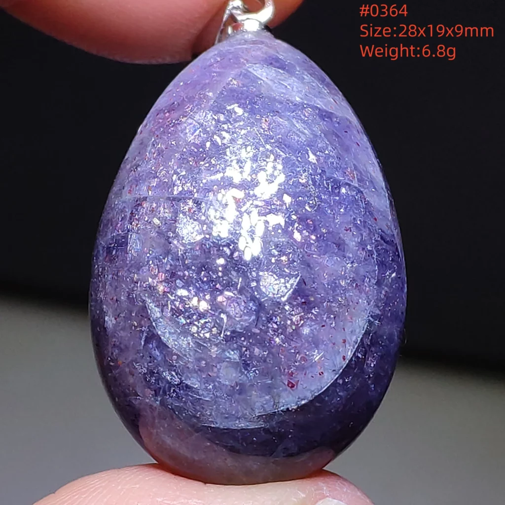 Blue Iolite Dichroite Pendant Necklace, Star Light Heart Drop