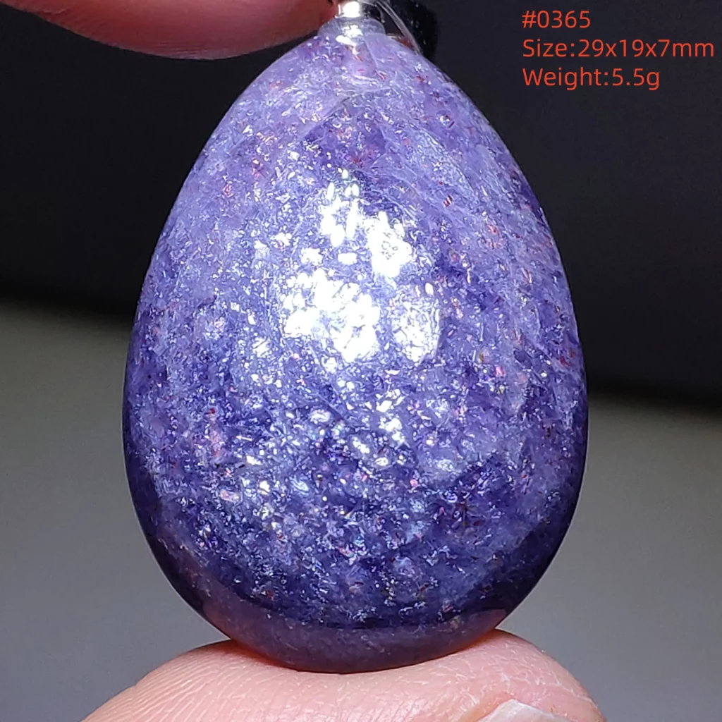 Blue Iolite Dichroite Pendant Necklace, Star Light Heart Drop