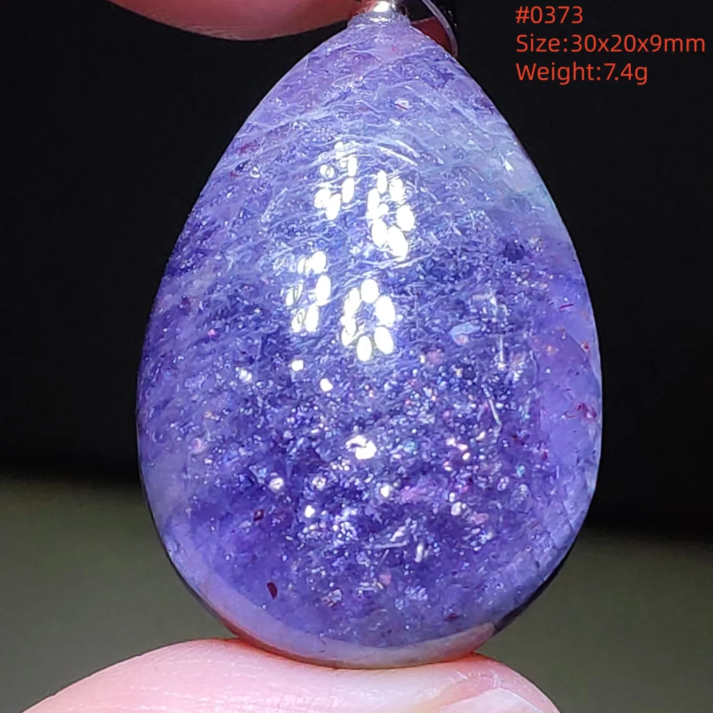 Blue Iolite Dichroite Pendant Necklace, Star Light Heart Drop