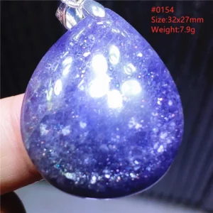Blue Iolite Dichroite Pendant Necklace, Star Light Heart Drop - Image 14