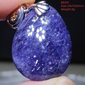Blue Iolite Dichroite Pendant Necklace, Star Light Heart Drop - Image 20