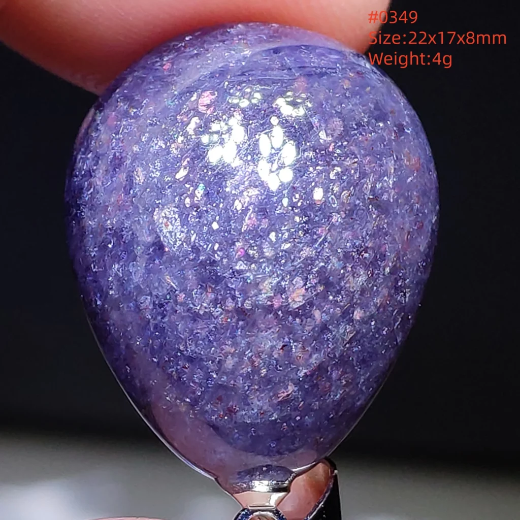 Blue Iolite Dichroite Pendant Necklace, Star Light Heart Drop