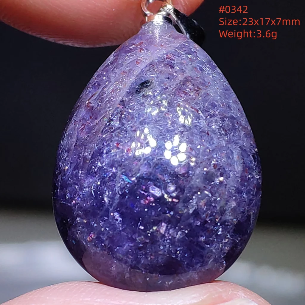 Blue Iolite Dichroite Pendant Necklace, Star Light Heart Drop