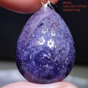 Blue Iolite Dichroite Pendant Necklace, Star Light Heart Drop - Image 21