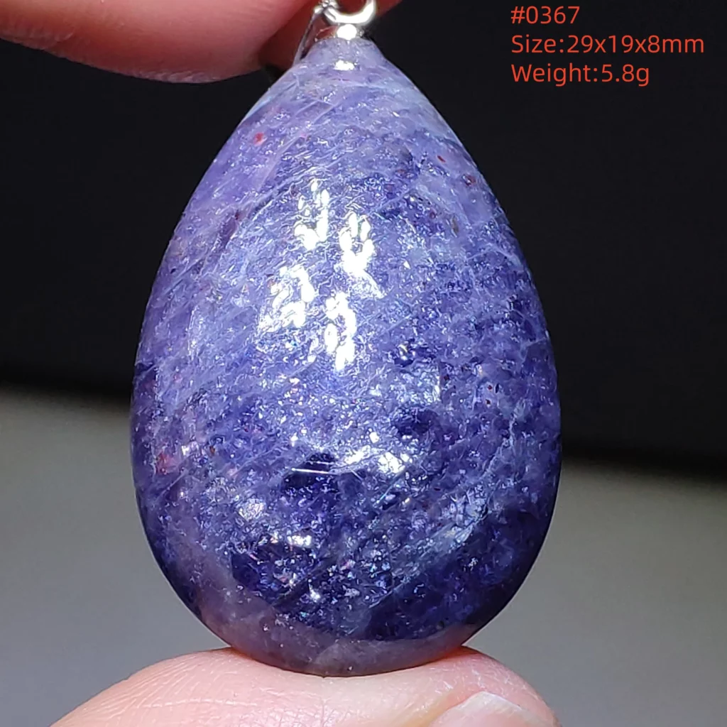 Blue Iolite Dichroite Pendant Necklace, Star Light Heart Drop