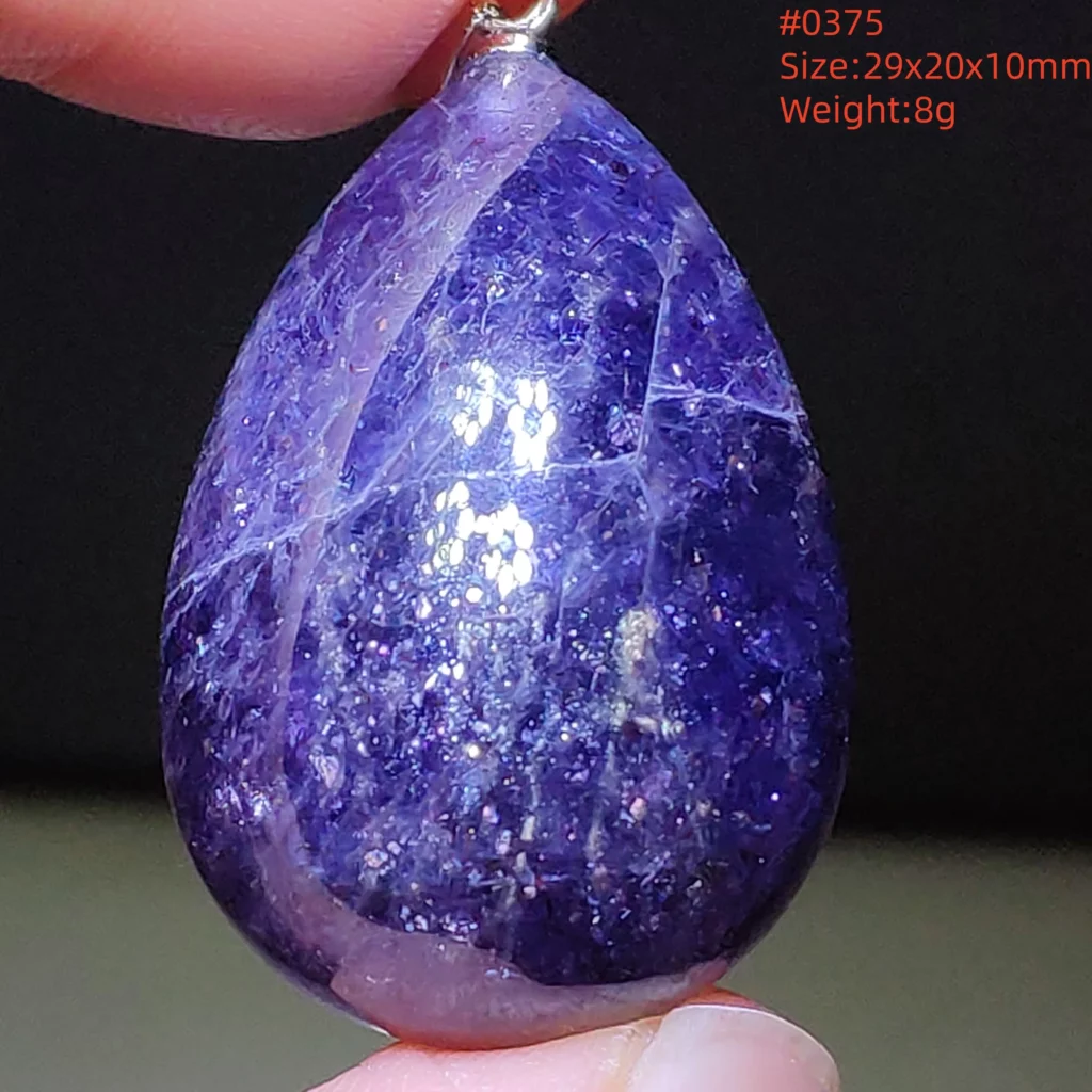 Blue Iolite Dichroite Pendant Necklace, Star Light Heart Drop