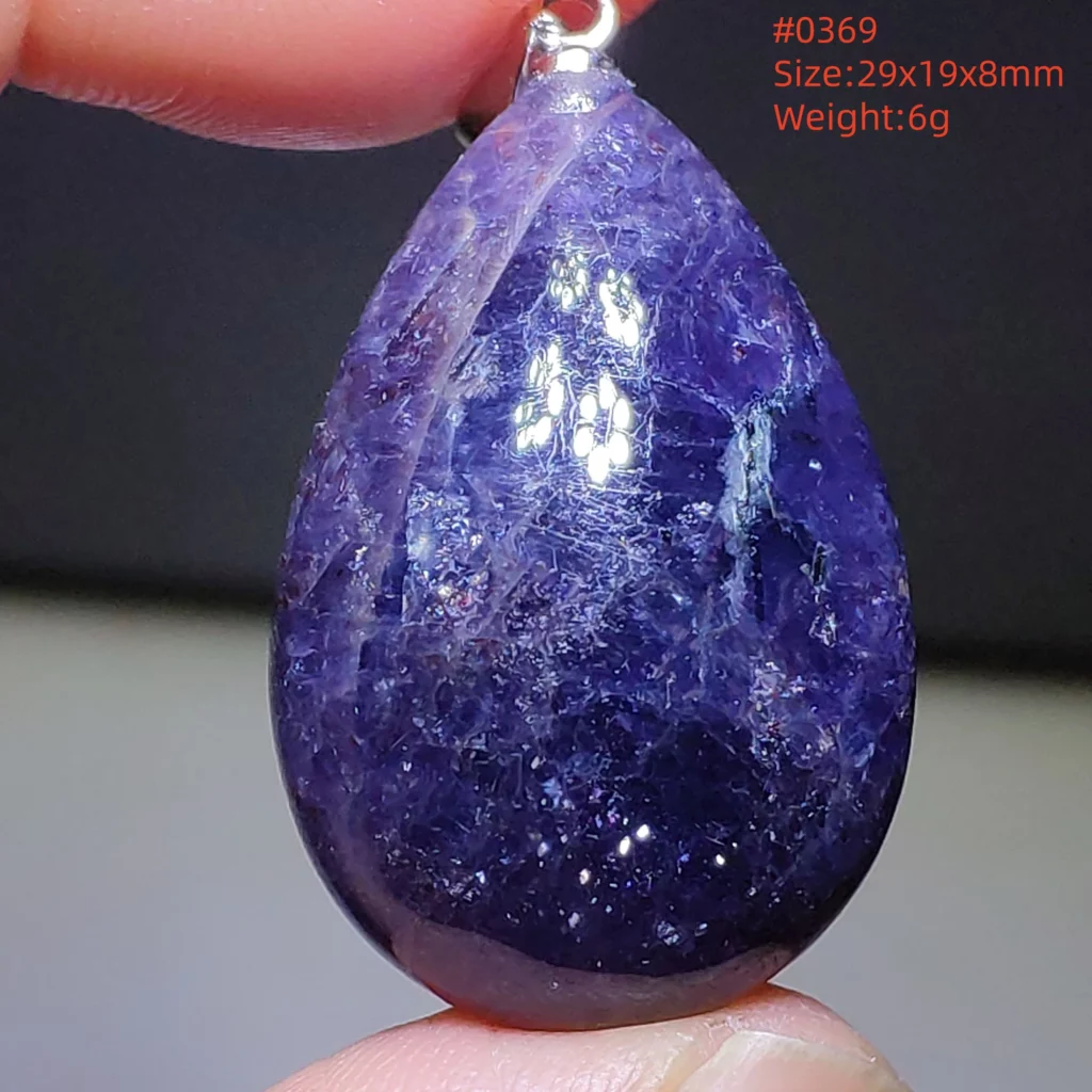 Blue Iolite Dichroite Pendant Necklace, Star Light Heart Drop