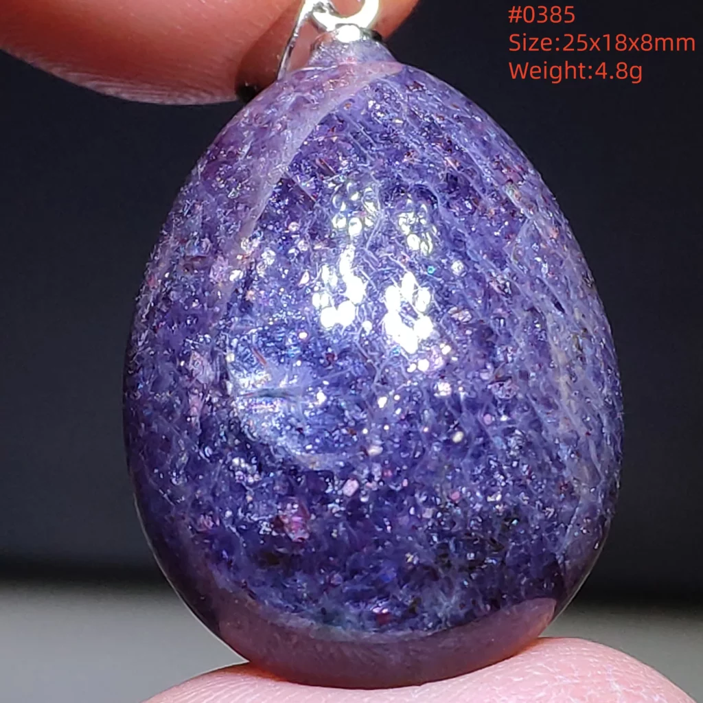 Blue Iolite Dichroite Pendant Necklace, Star Light Heart Drop