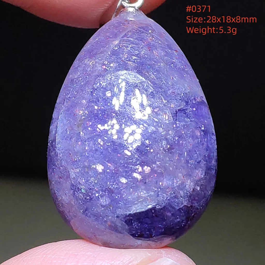 Blue Iolite Dichroite Pendant Necklace, Star Light Heart Drop