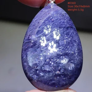 Blue Iolite Dichroite Pendant Necklace, Star Light Heart Drop - Image 42