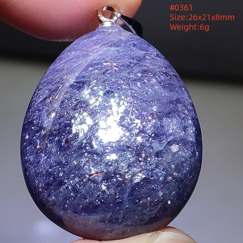 Blue Iolite Dichroite Pendant Necklace, Star Light Heart Drop